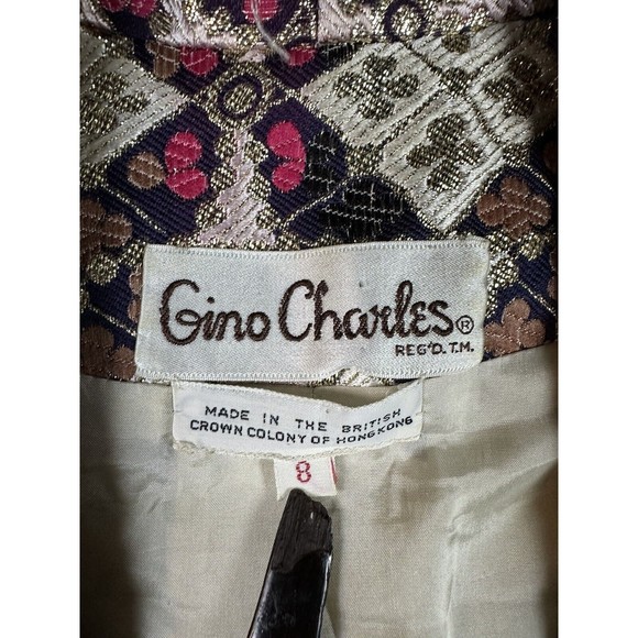 Gino Charles Dress Womens 8 A Line Geometric APC Pattern Vintage Elegant Diamond - Picture 13 of 13